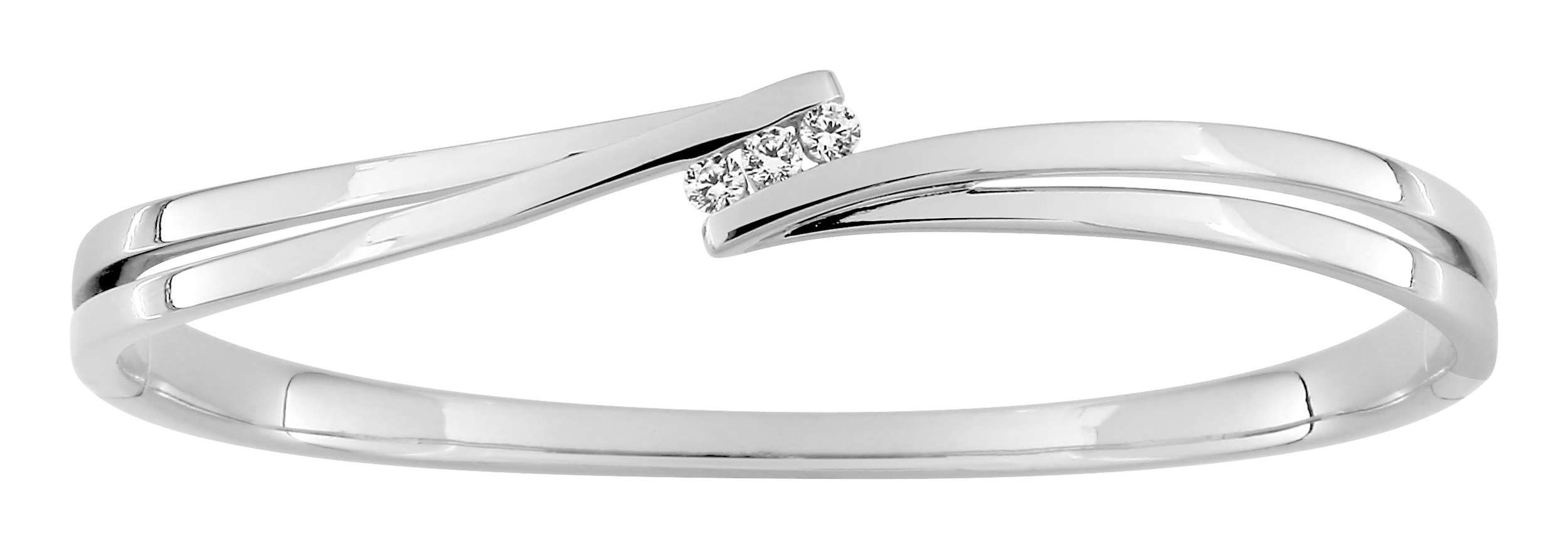Bracelet Jonc ouvrant Oxydes de Zirconium & Argent