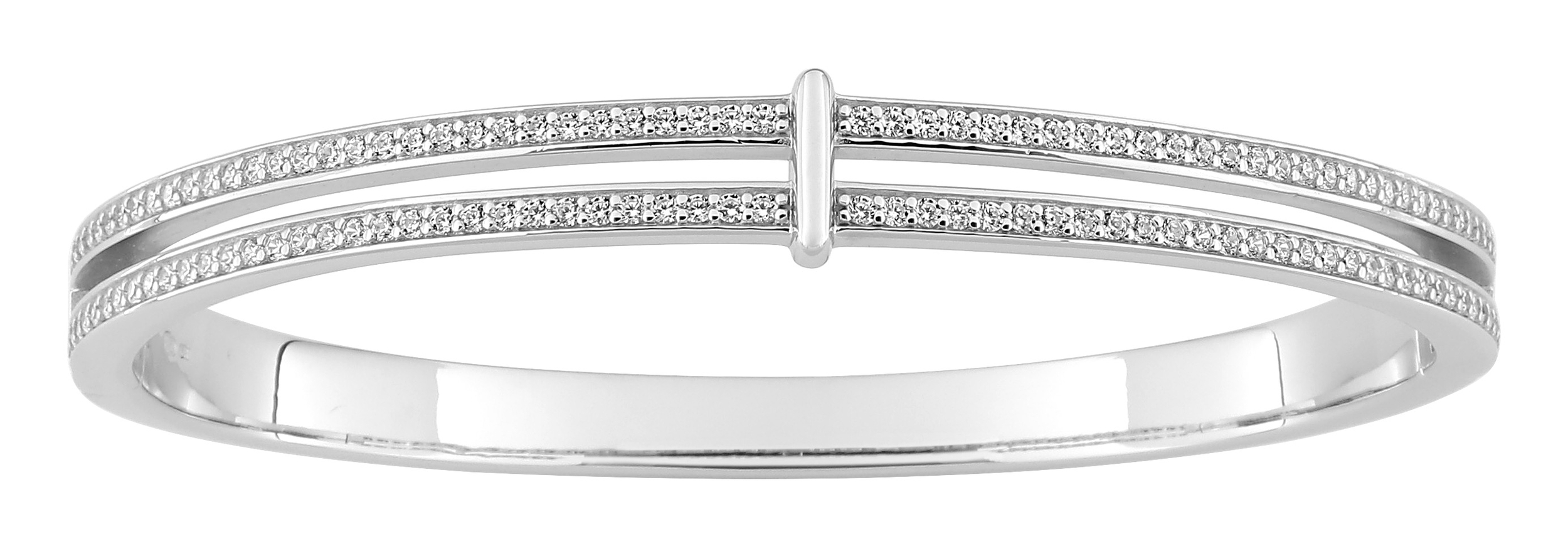 Bracelet Jonc ouvrant Oxydes de Zirconium & Argent