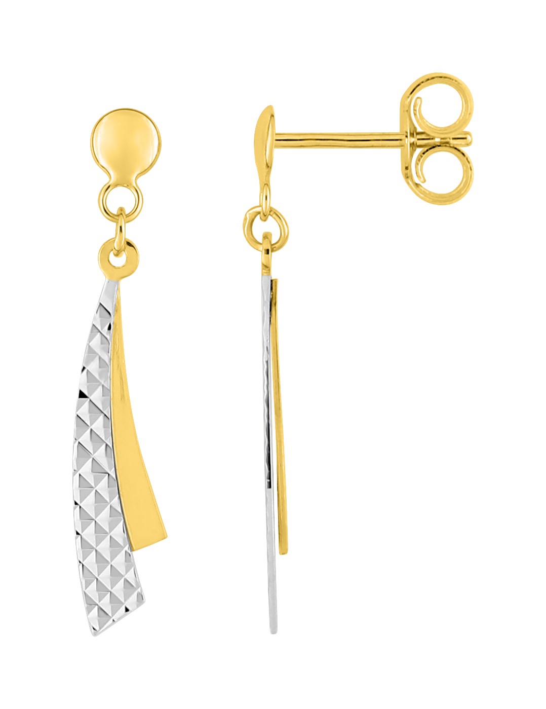 Boucles d\'oreilles Pendantes en Or 18 Carats & Rhodium