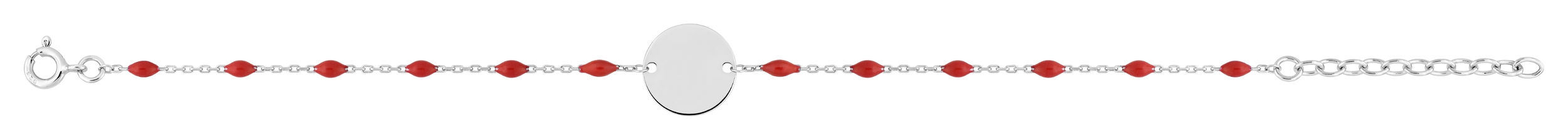 Bracelet résine rouge en Argent & Rhodium