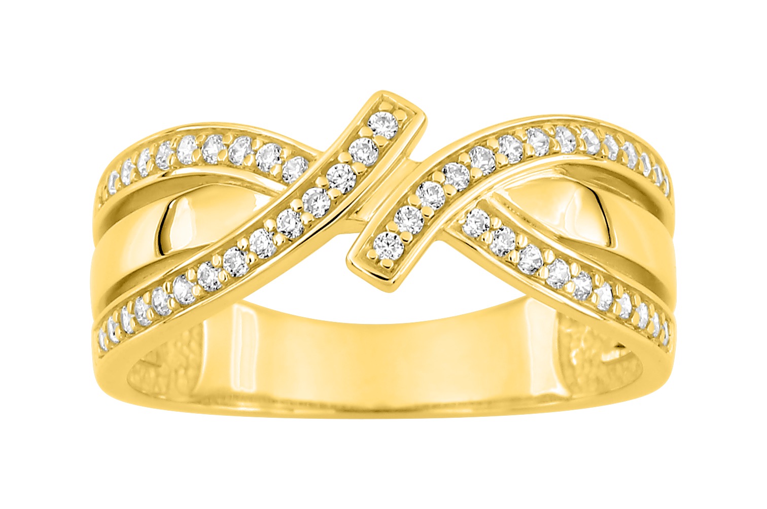 Bague Oxydes de Zirconium plaqué or
