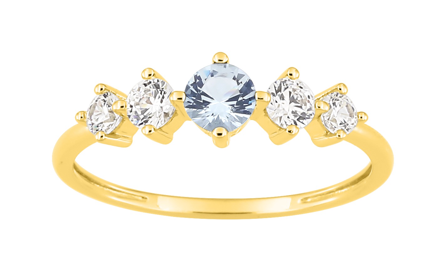Bague Oxydes de Zirconium bleue ciel plaqué or