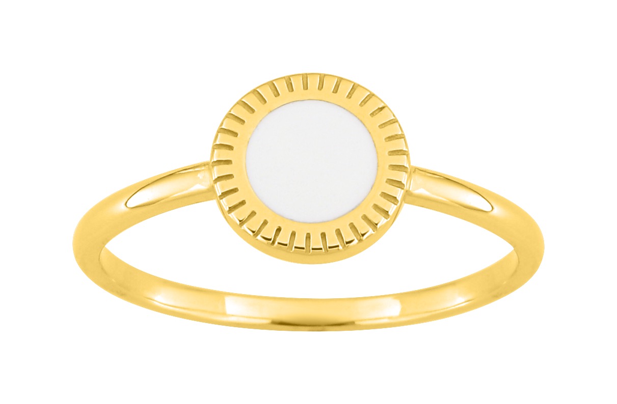 Bague laqué blanc plaqué Or