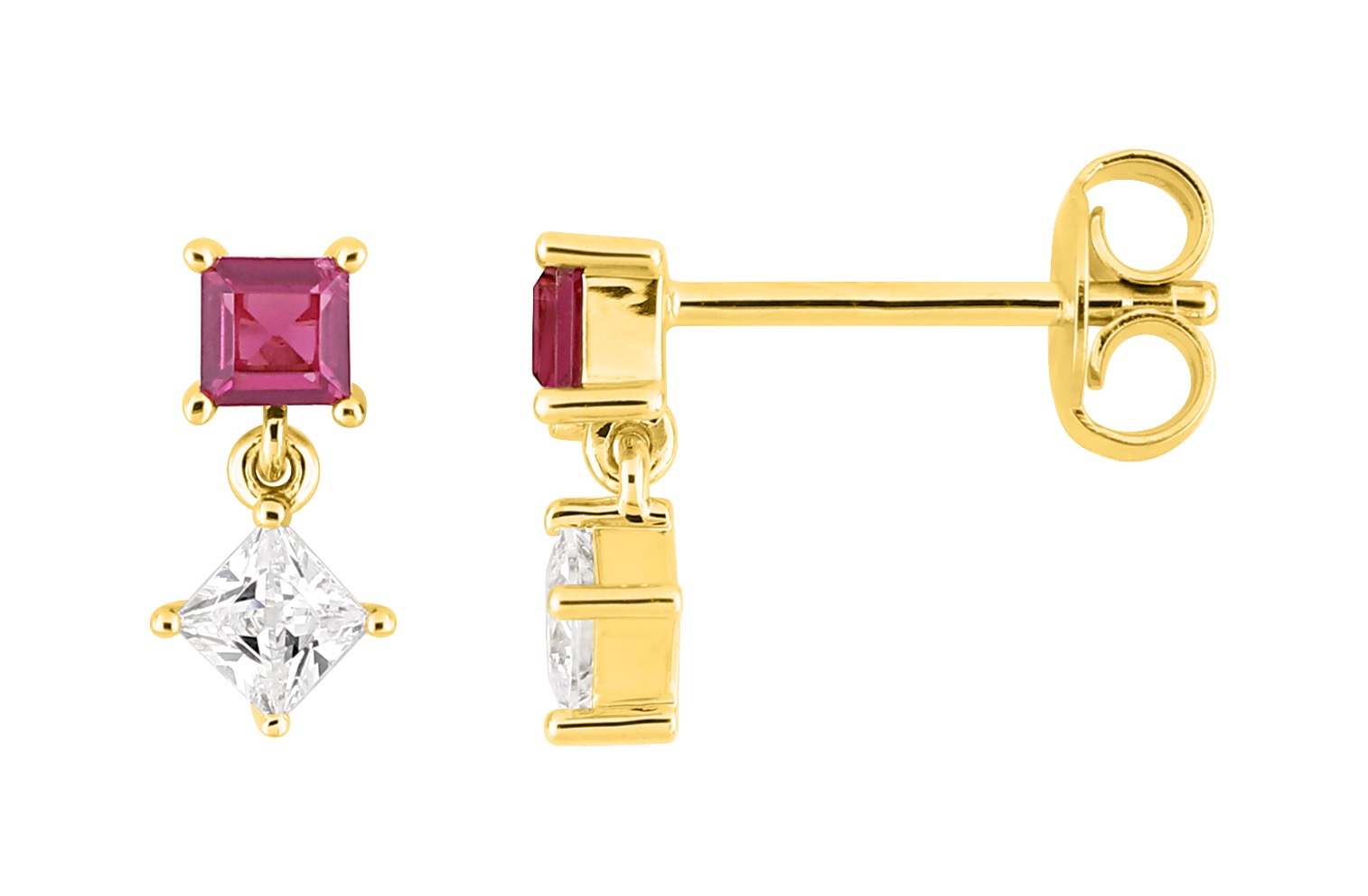 Boucles D\'oreilles Oxydes de Zirconium plaqué Or