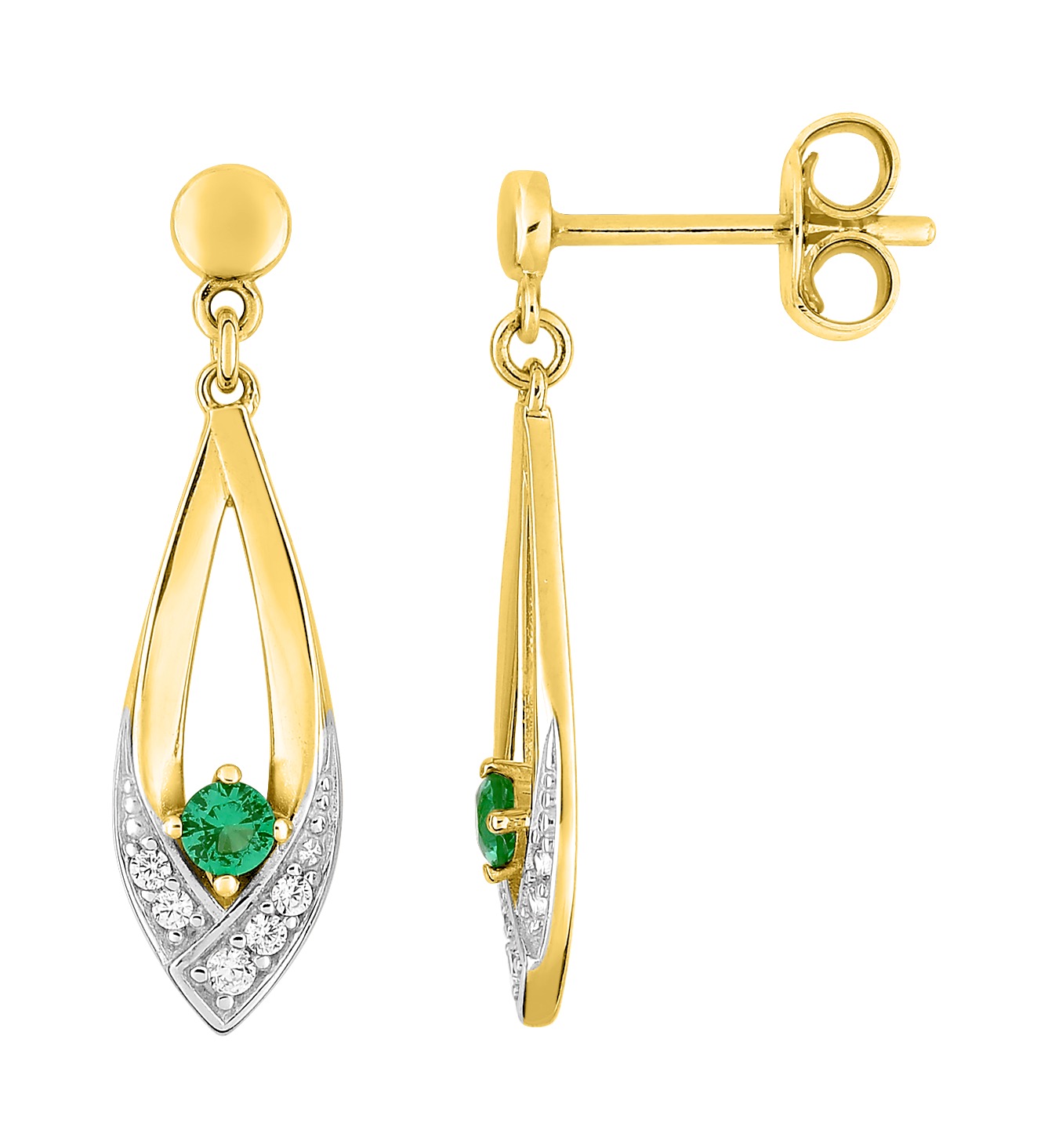 Boucles D\'oreilles Oxydes de Zirconium & Rhodium plaqué Or