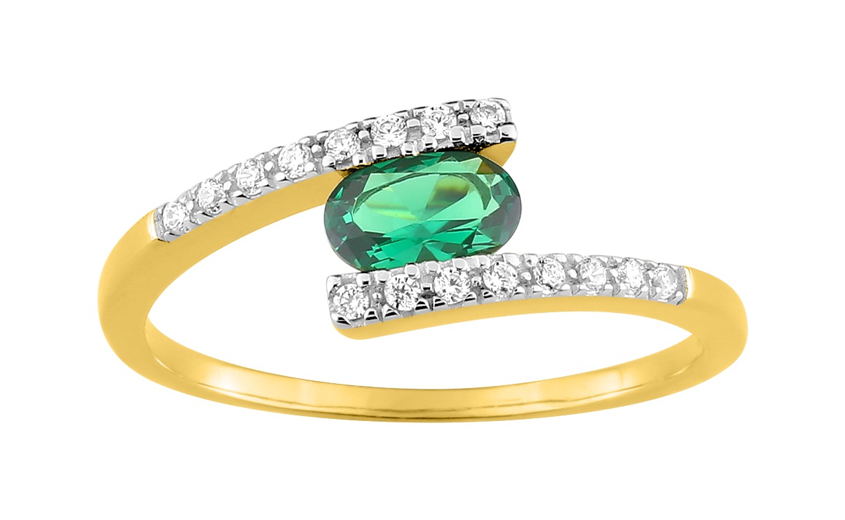 Bague Oxydes de Zirconium plaqué Or