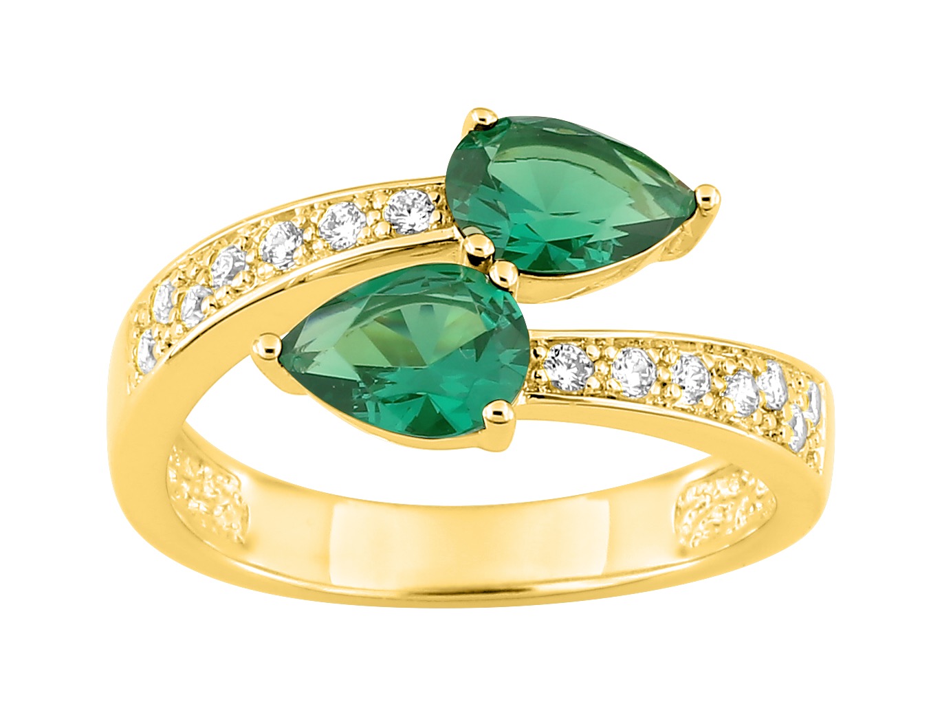 Bague Oxydes de Zirconium plaqué Or