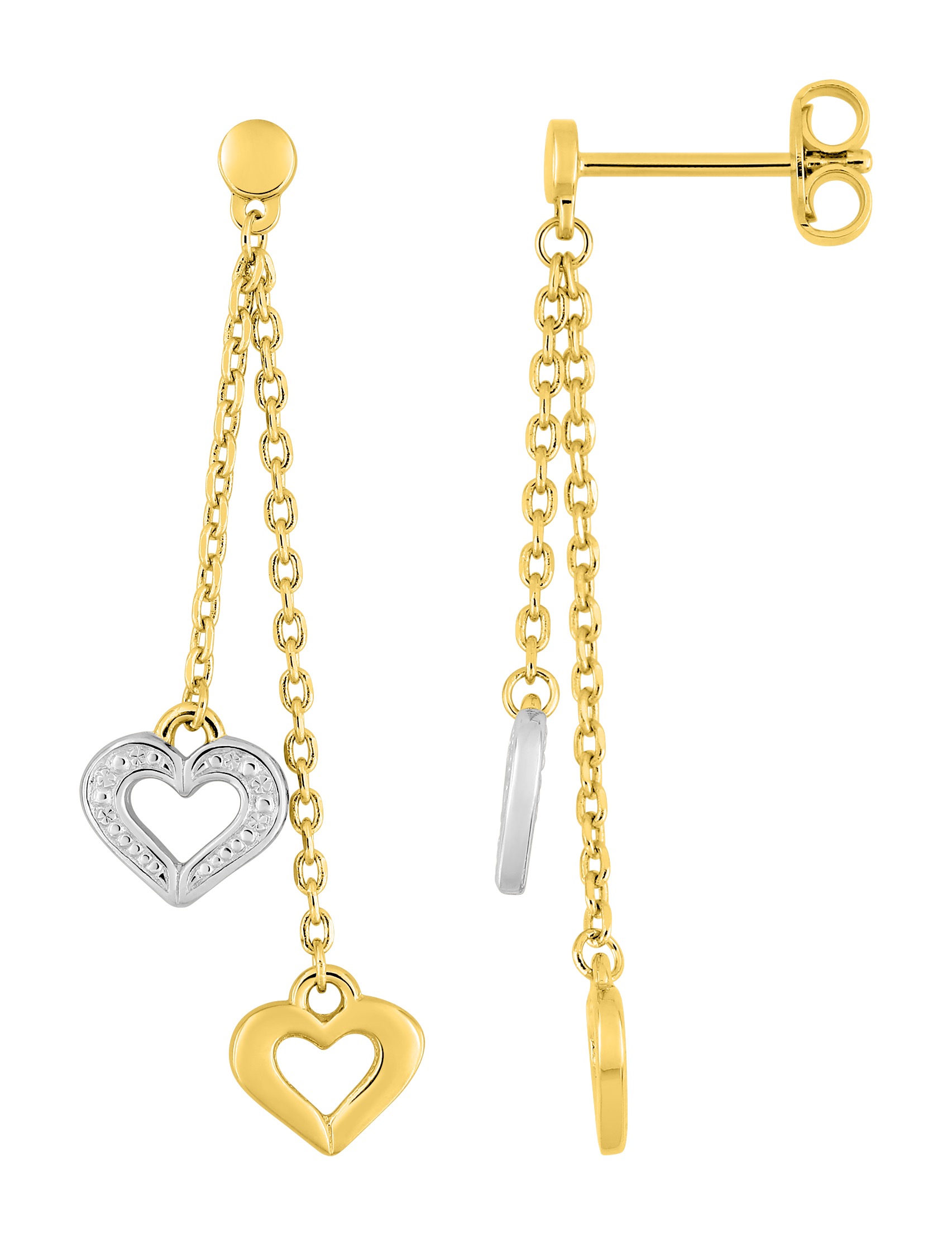 Boucle d\'oreilles pendante plaqué or rhodium