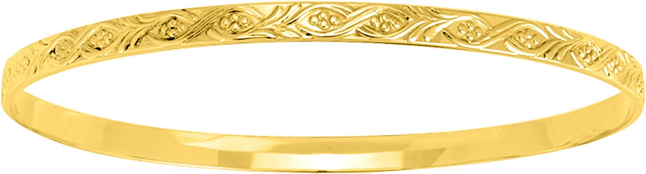 Bracelet jonc fermé gravé · Or jaune 18 carats