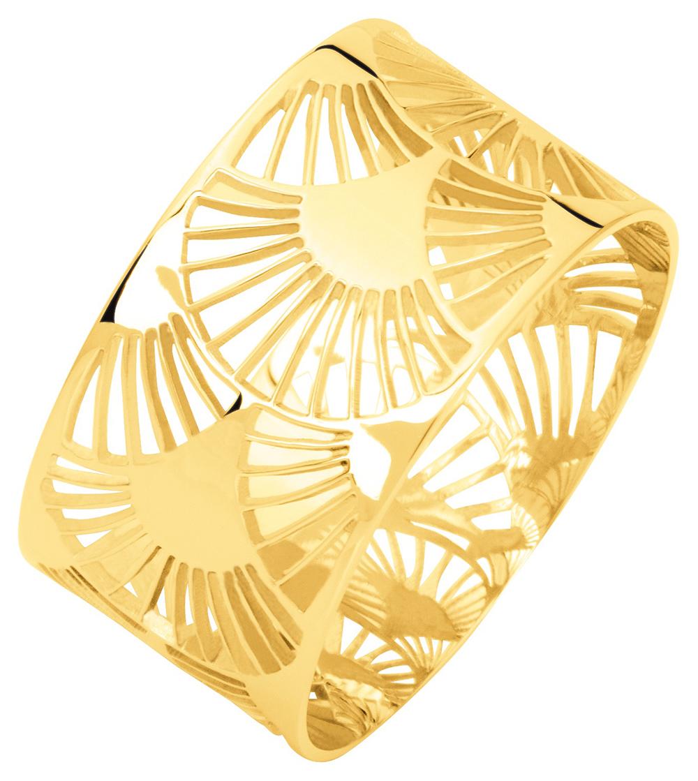 Bague large ajourée motif éventail · Or jaune 18 carats