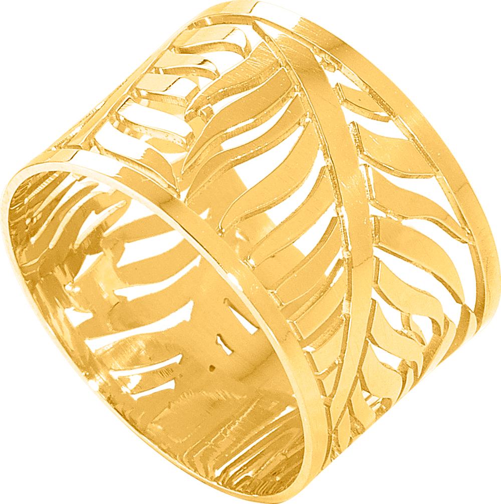 Bague large ajourée motif feuille · Or jaune 18 carats