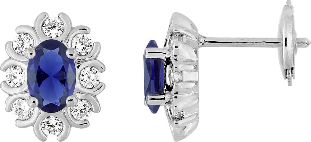 Puces saphir et diamants 0,40 ct GH-SI · Or gris 18 carats