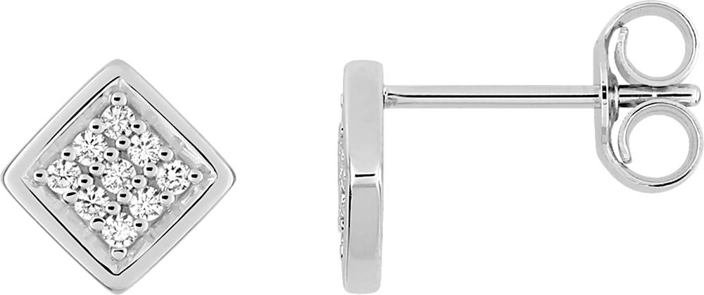 Puces oxydes de zirconium · Or gris 18 carats