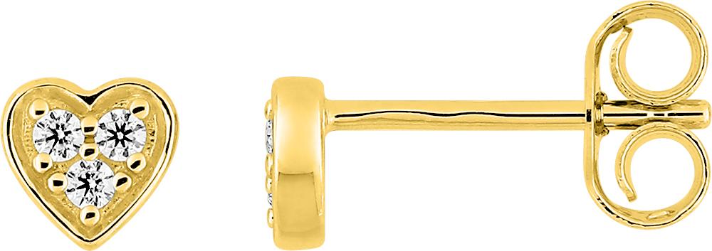 Puces cœur oxydes de zirconium · Or jaune 18 carats