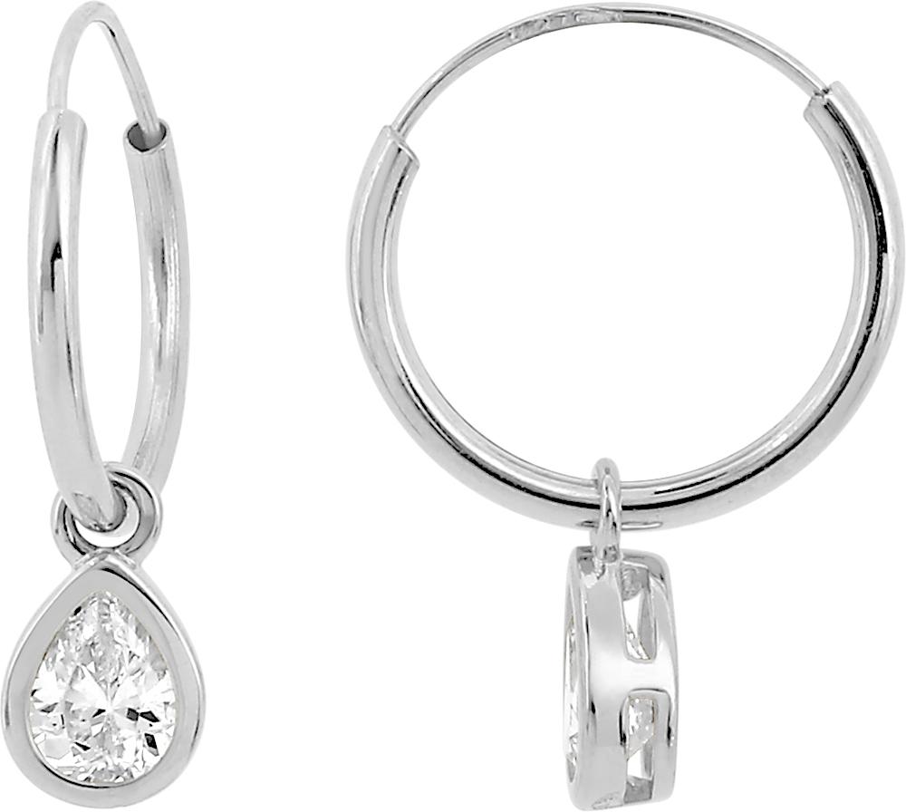 Créoles oxydes de zirconium 0,5 g · Or gris 18 carats