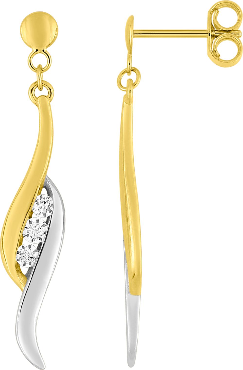 Boucles d\'oreilles pendantes oxydes de zirconium · Or jaune rhodié 18 carats