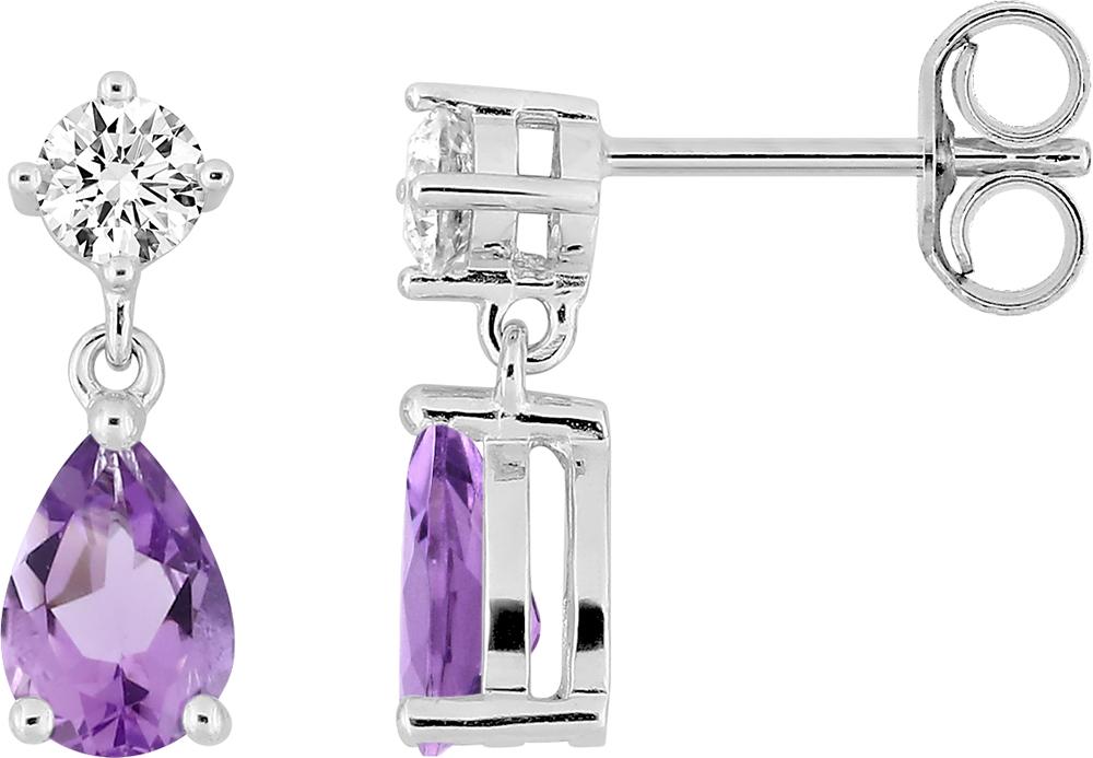 Boucles d\'oreilles pendantes oxydes de zirconium · Or gris 18 carats