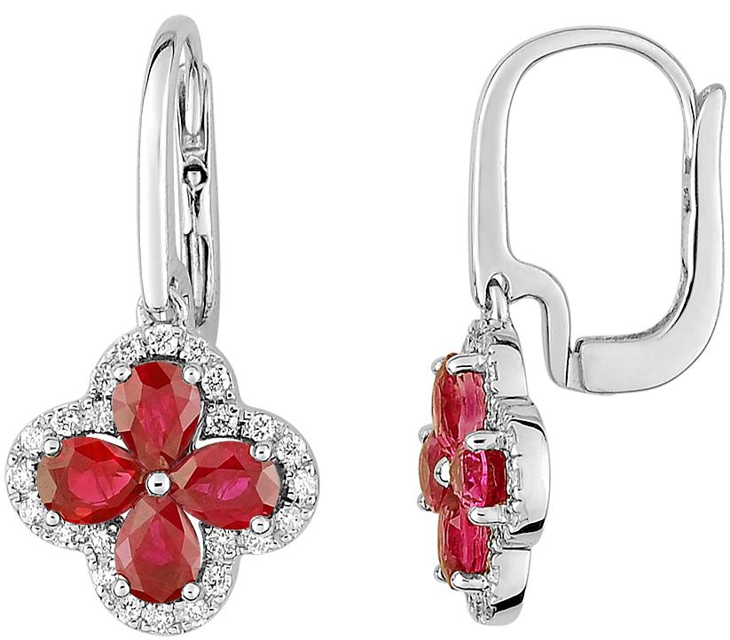 Dormeuses rubis et diamants 0,20 ct GH-SI · Or gris 18 carats