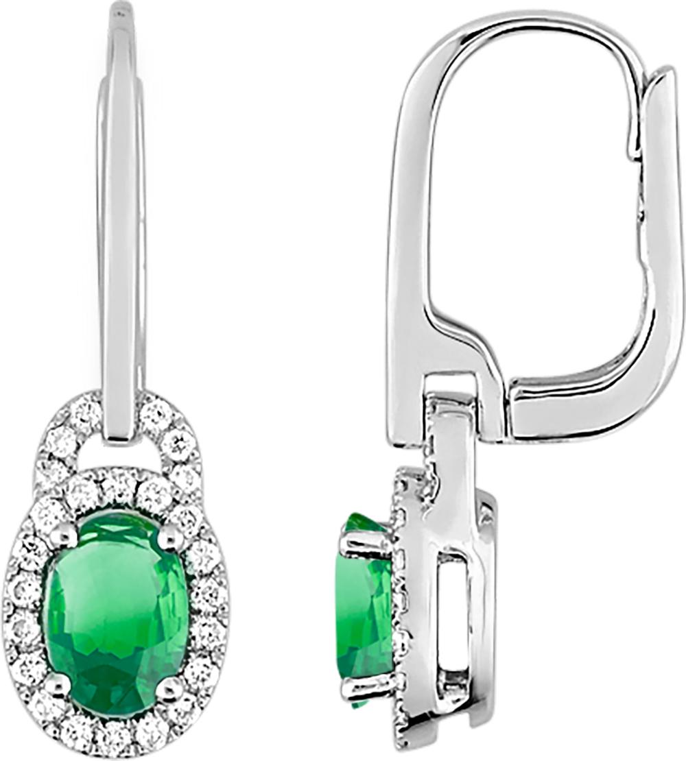 Dormeuses émeraude et diamants 0,23 ct GH-SI · Or gris 18 carats