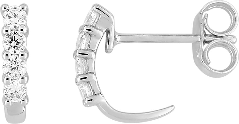 Demi-créoles oxydes de zirconium · Or gris 18 carats