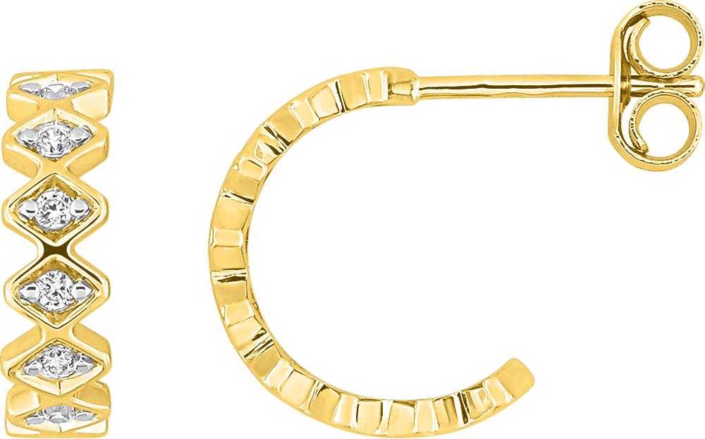 Demi-créoles diamant 0,11 ct GH-P1 · Or jaune rhodié 18 carats