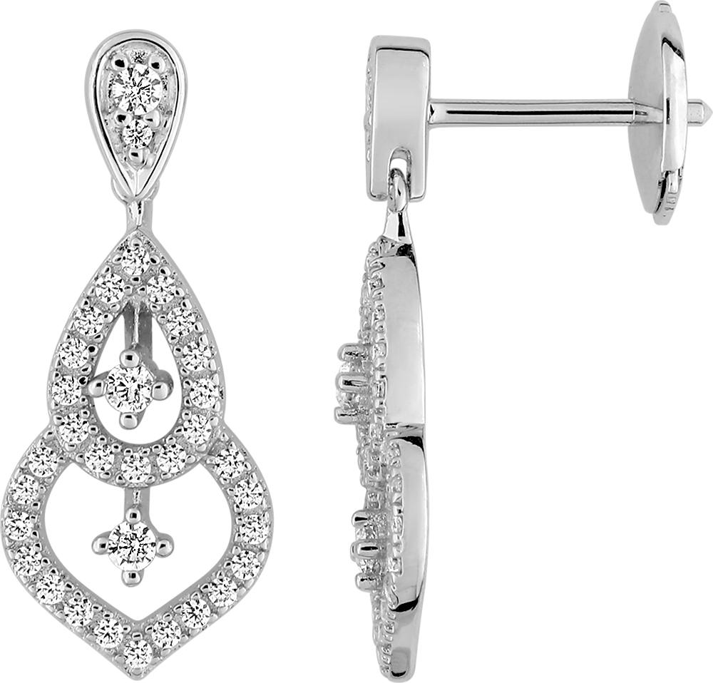 Boucles d\'oreilles pendantes diamant 0,33 ct GH-SI · Or gris 18 carats