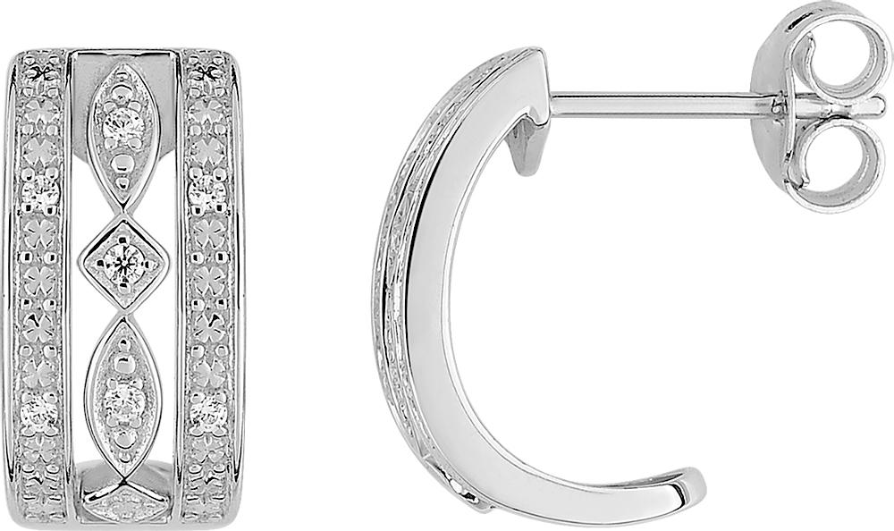Demi-créoles diamant 0,06 ct GH-P1 · Or gris 18 carats