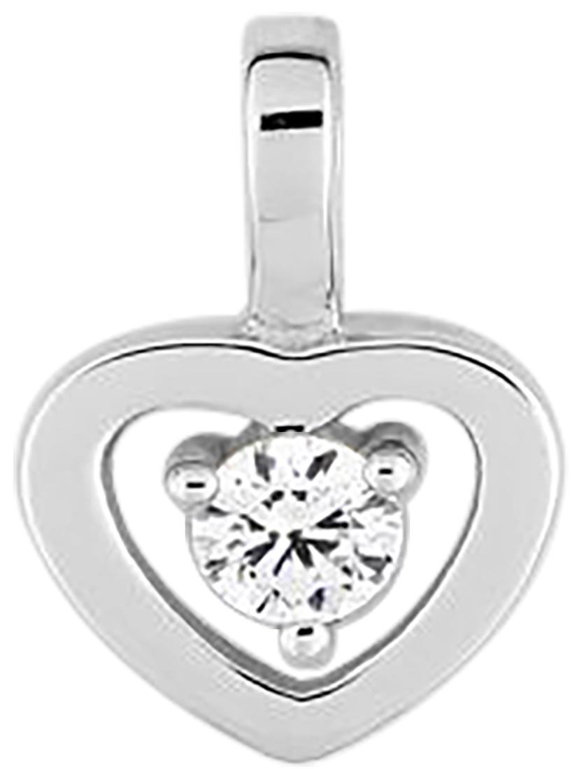 Pendentif cœur diamant 0,10 ct GH-SI · Or gris 18 carats