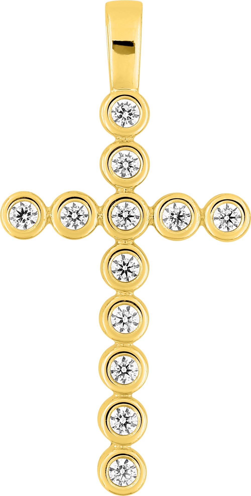 Pendentif croix diamant 0,19 ct GH-P1 · Or jaune 18 carats