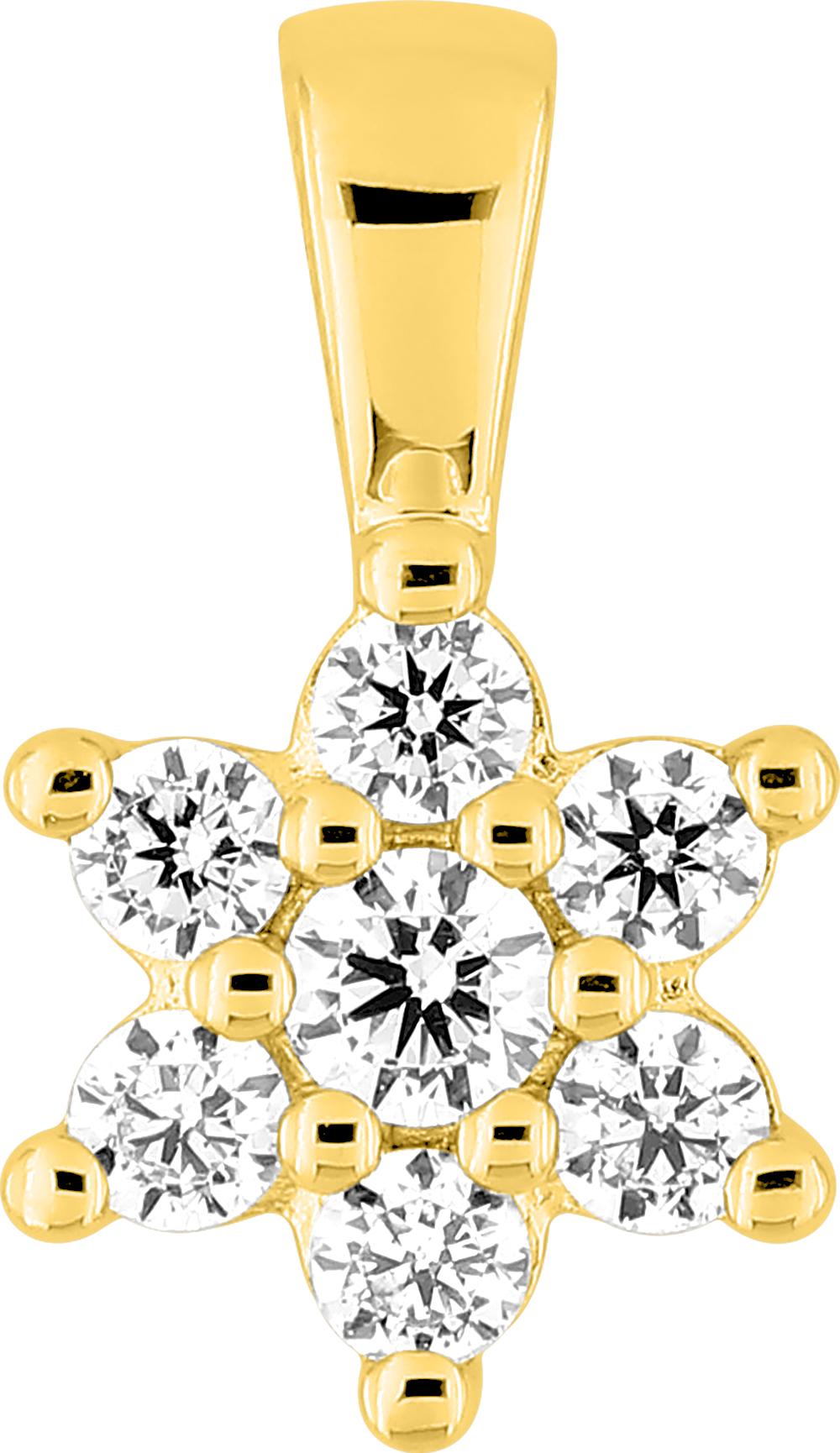 Pendentif fleur diamant 0,27 ct GH-P1 · Or jaune 18 carats