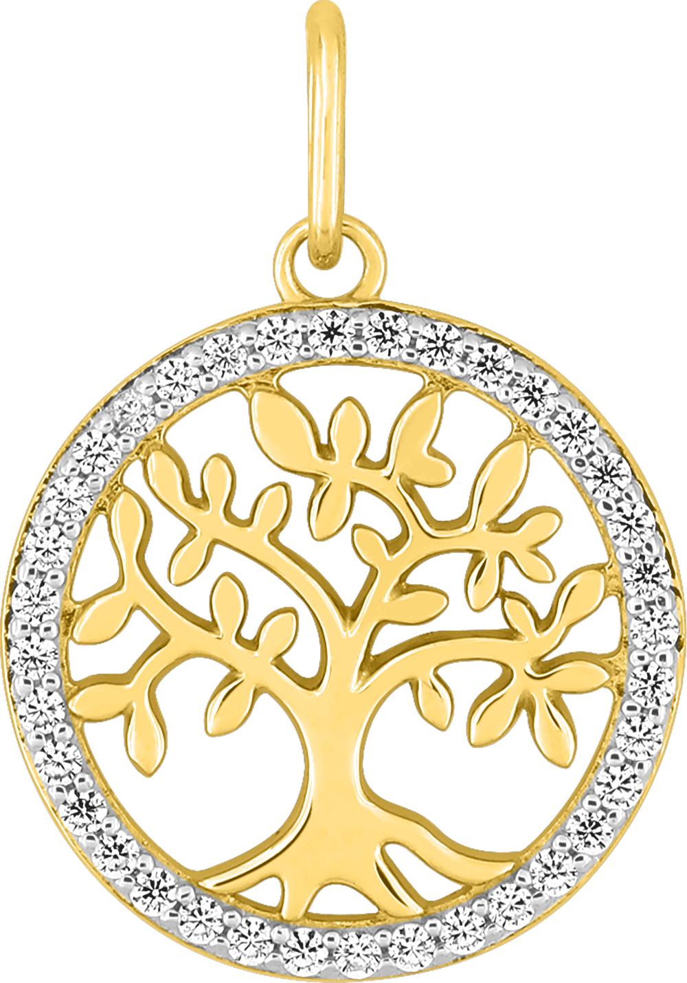 Pendentif arbre de vie oxydes de zirconium · Or jaune rhodié 18 carats