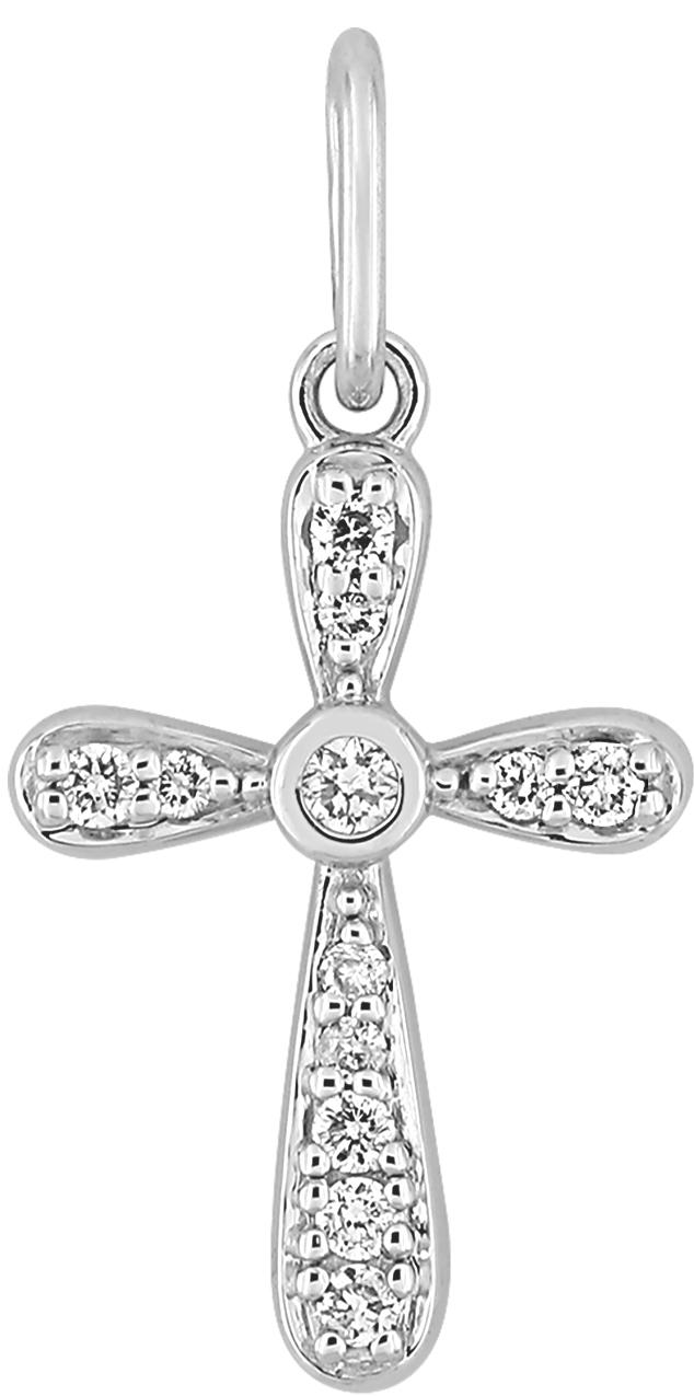 Pendentif croix diamant 0,08 ct GH-P1 · Or gris 18 carats