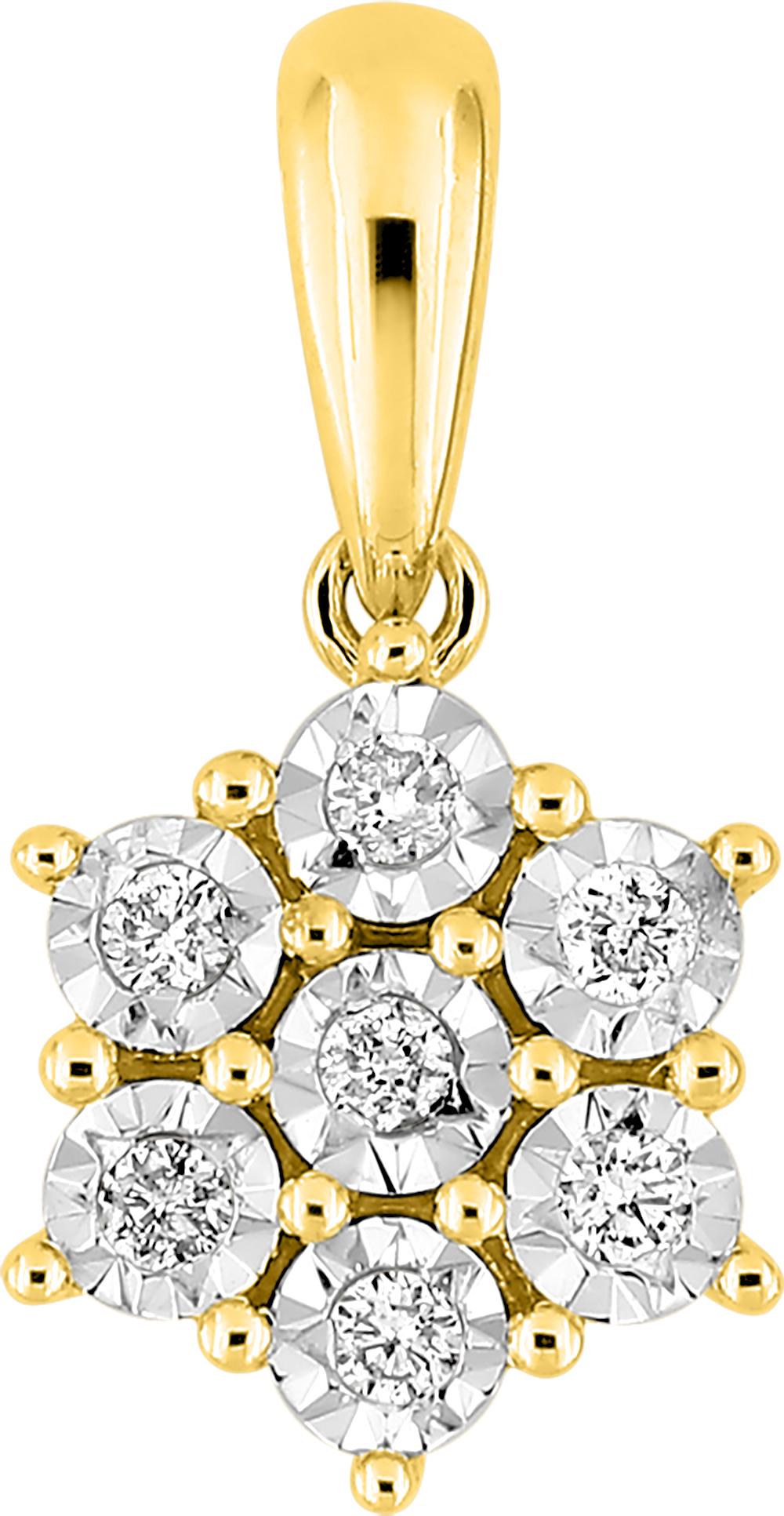 Pendentif fleur diamant 0,07 ct GH-P1 · Or jaune rhodié 18 carats