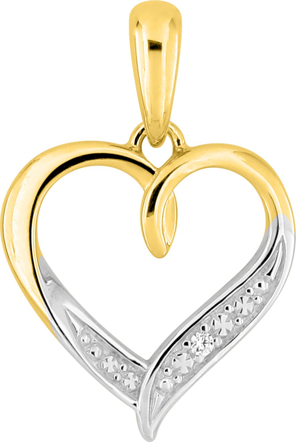 Pendentif cœur oxydes de zirconium · Or jaune rhodié 18 carats