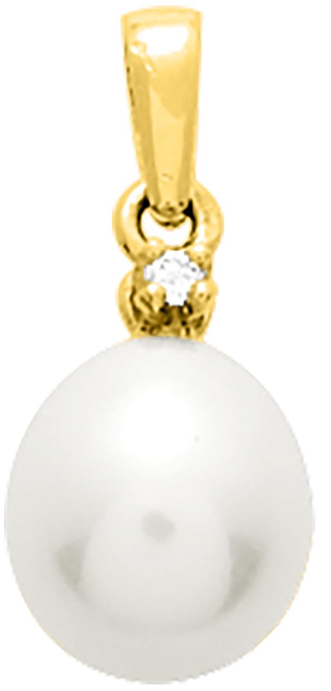 Pendentif perle de culture d\'eau douce et diamant 0,02 ct GH-P1 · Or jaune 18 carats