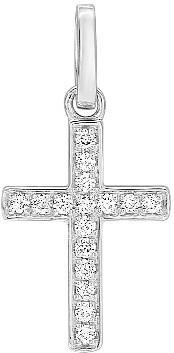 Pendentif croix diamant 0,06 ct GH-P1 · Or gris 18 carats
