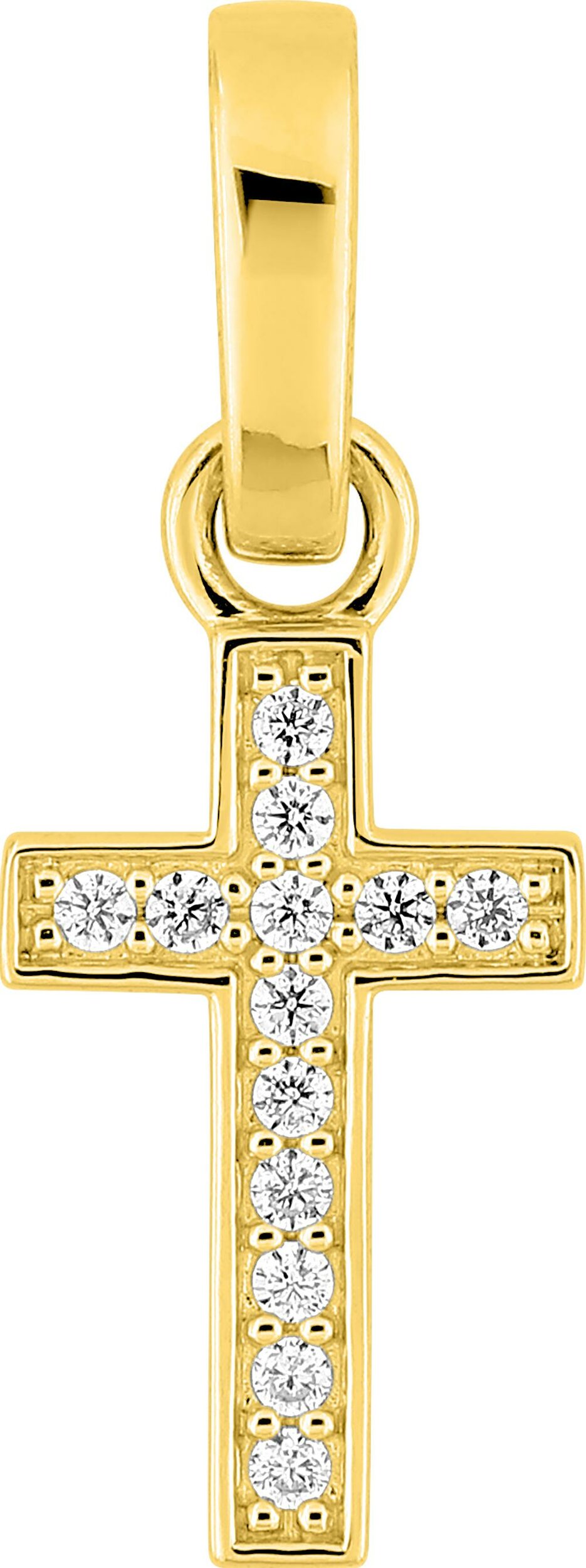 Pendentif croix diamant 0,07 ct GH-P1 · Or jaune 18 carats