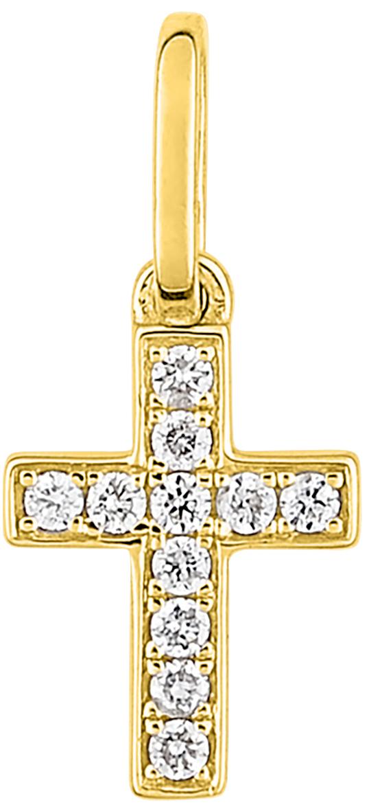 Pendentif croix diamant 0,06 ct GH-P1 · Or jaune 18 carats