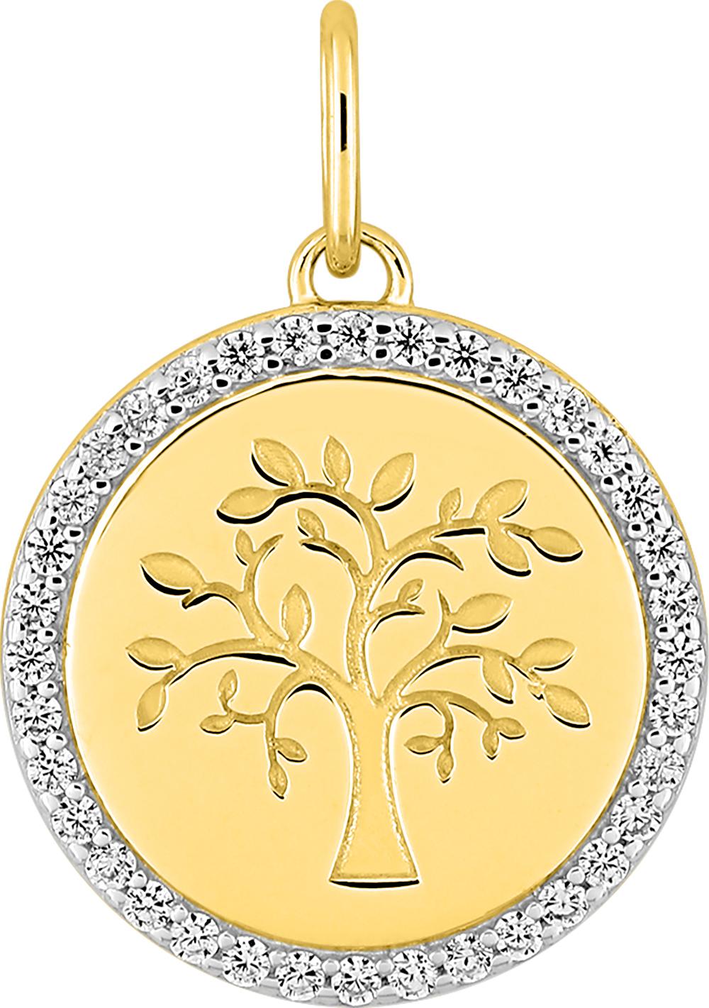 Pendentif arbre de vie oxydes de zirconium 1,55 g · Or jaune rhodié 18 carats