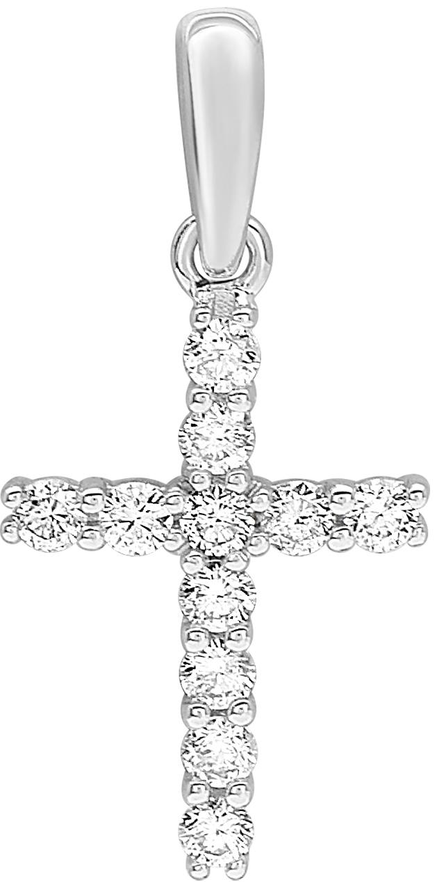 Pendentif croix diamant 0,20 ct GH-SI · Or gris 18 carats