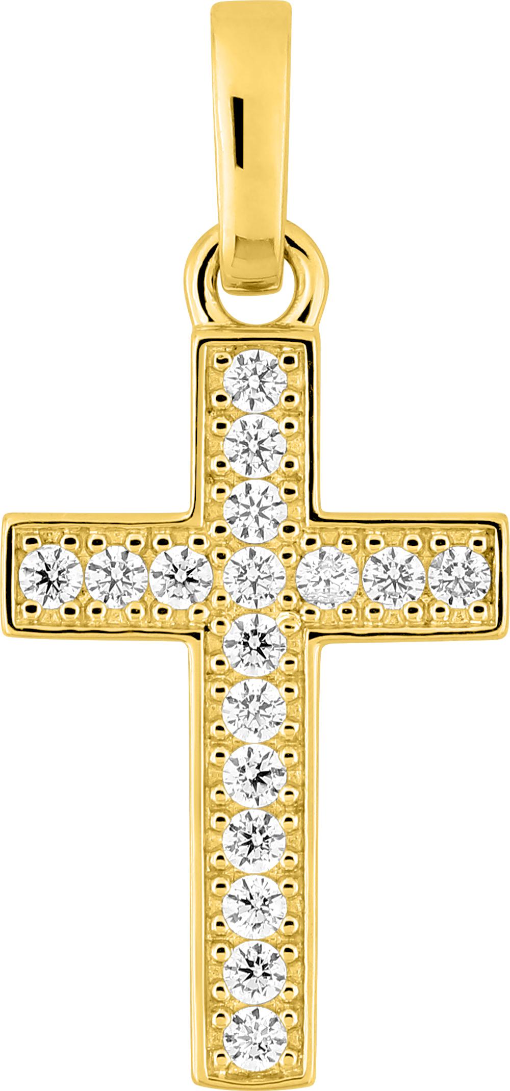 Pendentif croix diamant 0,24 ct GH-P1 · Or jaune 18 carats