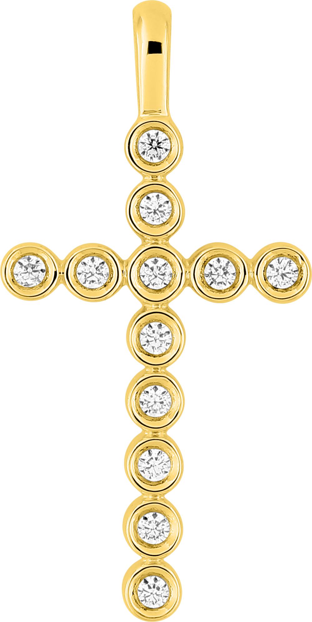 Pendentif croix diamant 0,10 ct GH-P1 · Or jaune 18 carats