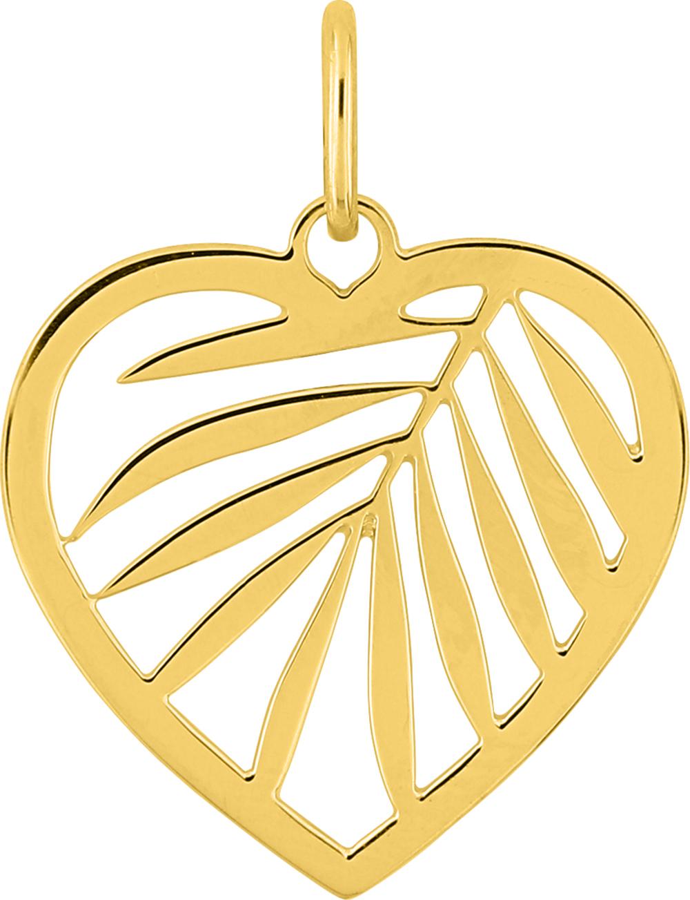 Pendentif cœur feuille · Or jaune 18 carats