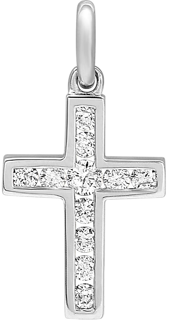 Pendentif croix diamant 0,20 ct GH-SI 1,1 g · Or gris 18 carats