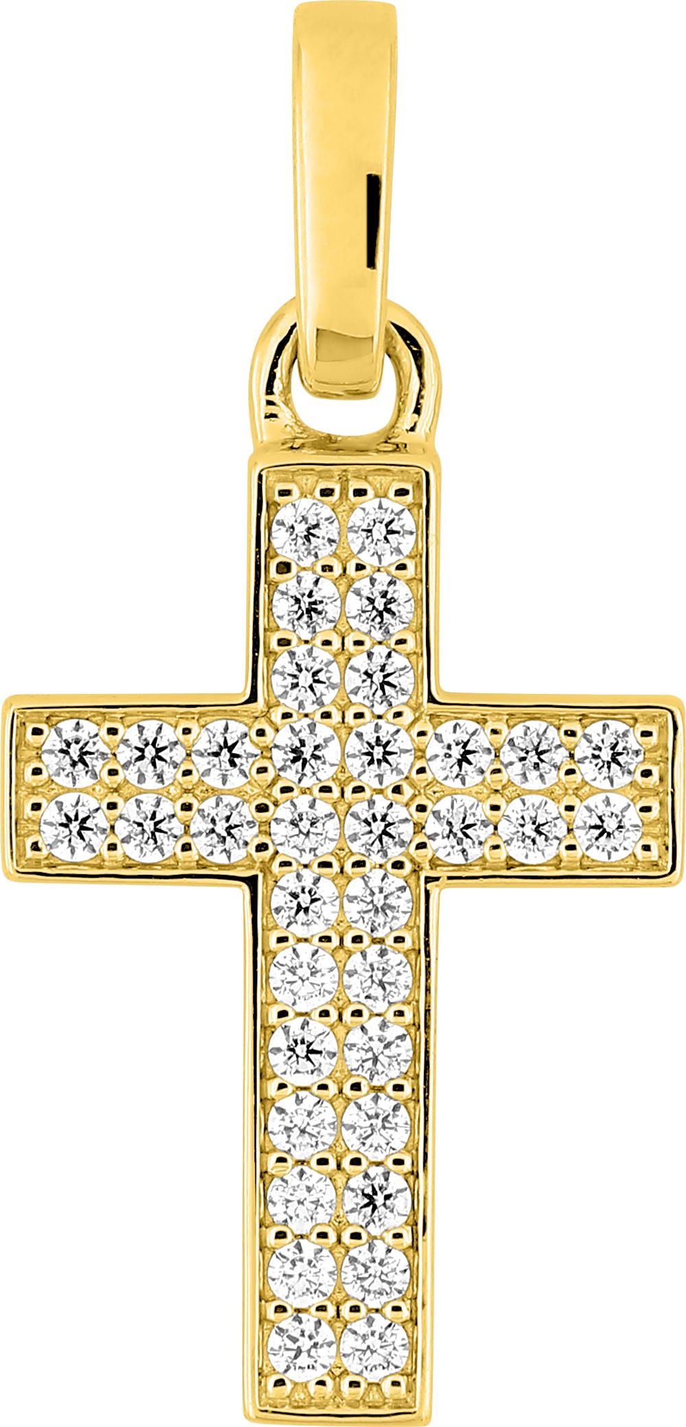 Pendentif croix diamant 0,29 ct GH-P1 · Or jaune 18 carats