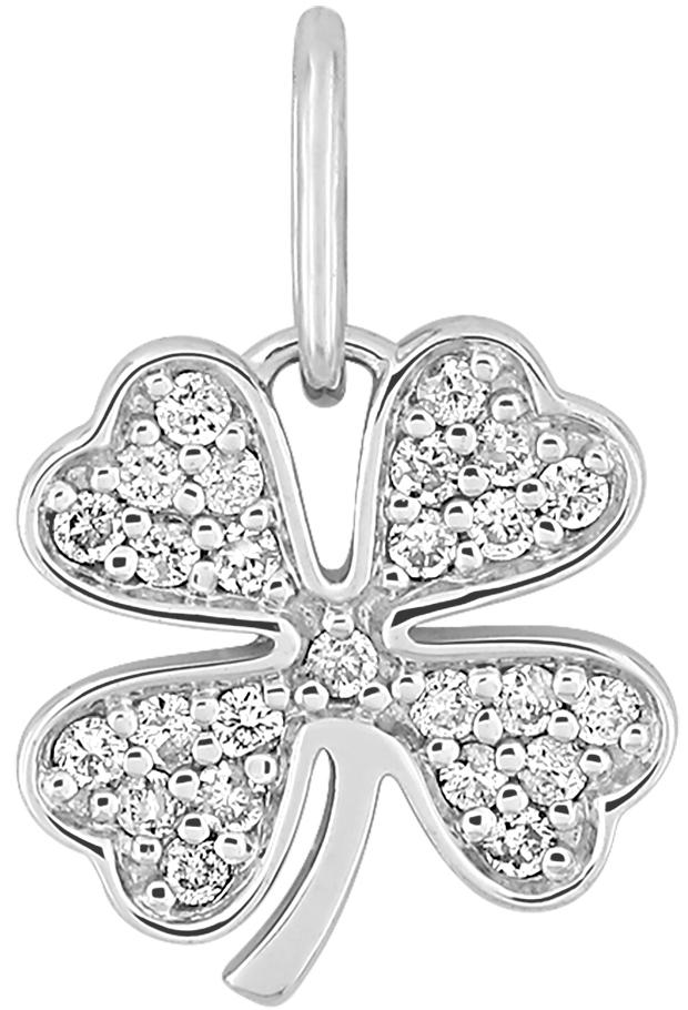 Pendentif trèfle diamant 0,10 ct GH-P1 · Or gris 18 carats