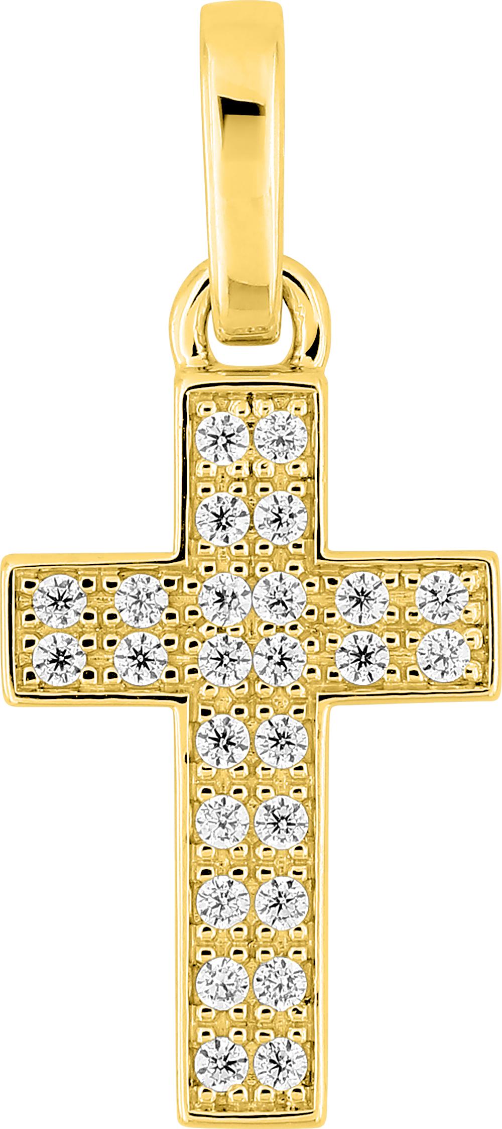 Pendentif croix diamant 0,16 ct GH-P1 · Or jaune 18 carats