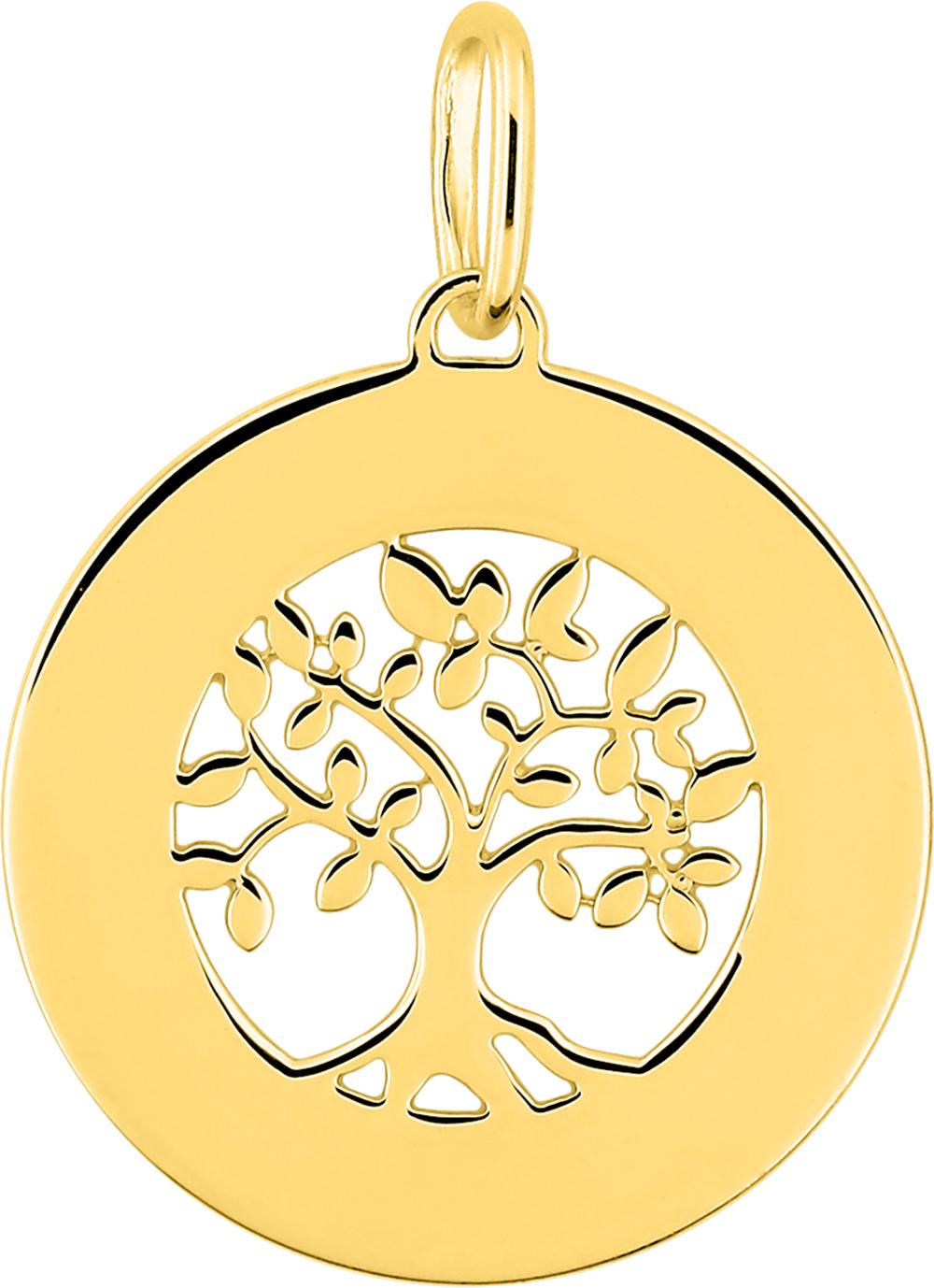 Pendentif médaille arbre de vie 0,65 g · Or jaune 18 carats