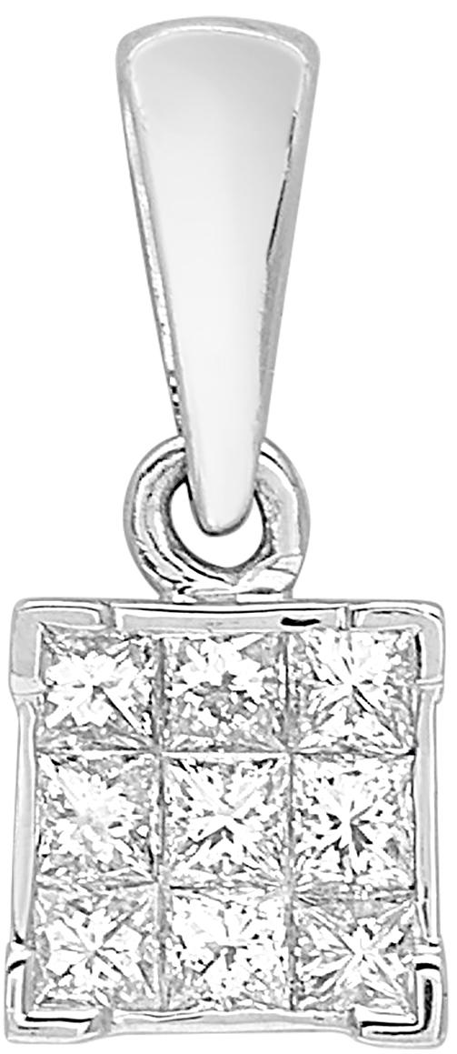 Pendentif carré diamant 0,25 ct GH-SI · Or gris 18 carats