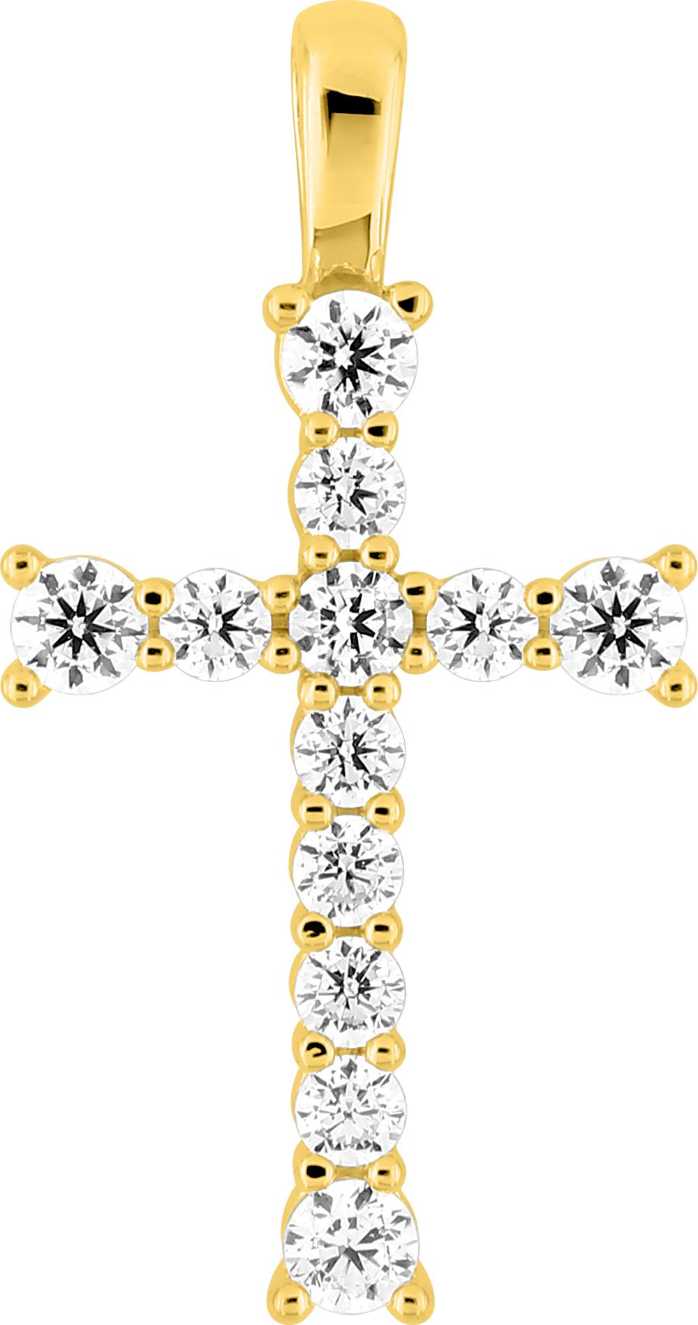 Pendentif croix diamant 0,39 ct GH-P1 · Or jaune 18 carats